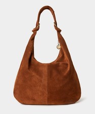 Joe Browns Women's Knotted Italian Suede Hobo Slouch Bag, Brown
