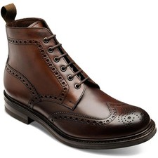 Loake Mens Bedale Brogue Boots Brown Oxblood Burnished Leather Mens Shoes