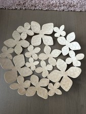 Rocha John Rocha Beige Coated Metal Leaf Petal Round Fruit Bowl Centrepiece 18”