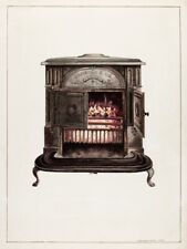 Franklin Stove 1938 by J. Howard Iams Vintage Drawing Art Print Ships Free