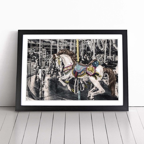 Carousel horse framed - horse, art