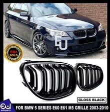 FOR BMW 5 SERIES E60 E61 GLOSS BLACK DUAL SLATS FRONT KIDNEY GRILLE GRILL 03-10