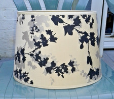 LAURA ASHLEY 12 INCH PRINTED  FABRIC SHADE IN CREAM BLACK  & GREY