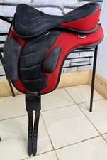 15” Zain Tack Treeless Pony Saddle - Red/Black