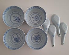 Set of 4 Blue & White