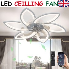 LED Ceiling Fan Silent Reversible Fan with Light for Bedroom White 6 Heads 78x15