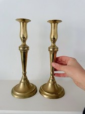 Pair of Vintage Brass Large Candlesticks, 10.5" Tall, weigh 1.19kg for pair, VGC