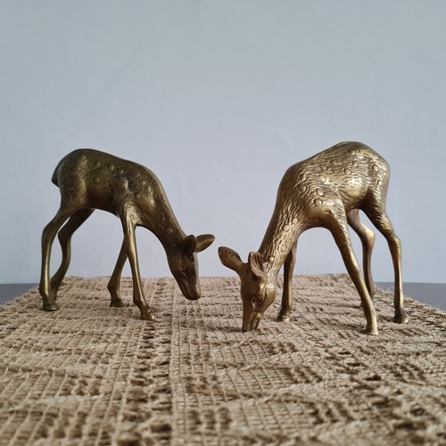 Vintage brass deer pair - vintage,