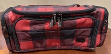 Lug Trolley Cosmetic Makeup Bag Red Black Buffalo Plaid Travel Toiletry Zip Case