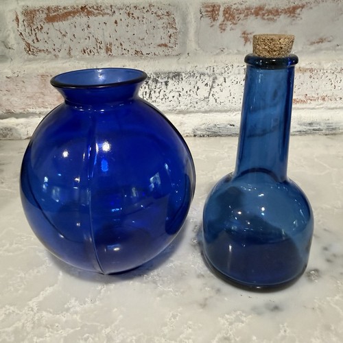 Vintage cobalt blue glass vase - cobalt,
