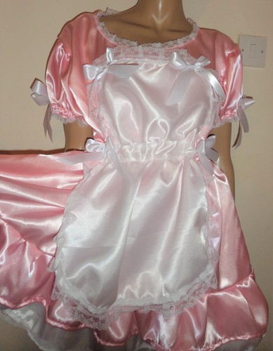 Abdl pink white satin maid - white,