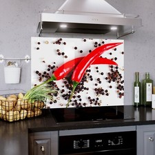 Glass Splashback Kitchen Cooker Panel ANY SIZE Fresh Red Chilli Peppers Spices