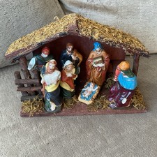 Vintage Carved Wood Nativity
