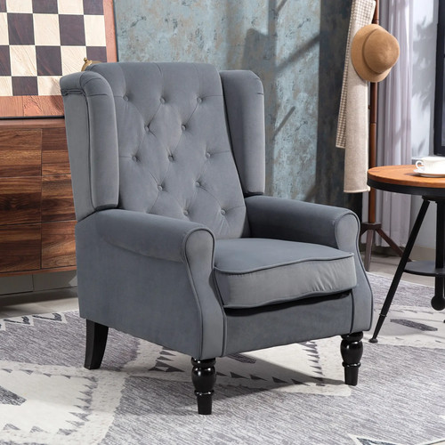 Vintage grey wingback armchair - vintage,