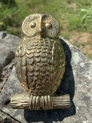 Solid brass owl door knocker - brass,