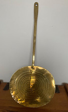LARGE ANTIQUE HEAVY BRASS GEORGIAN CHESTNUT ROASTER SKIMMING OPEN FIRE SPOON