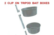 2 CLIP ON BAIT BOXES FIT PARKER IAN GOLDS NGT NERUS IMAX RON THOMPSON ROD TRIPOD