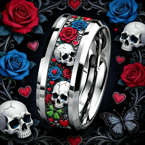 Cyberpunk skull rose stainless - cyberpunk,
