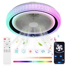 RGBCW Ceiling Fan with Lighting LED Modern Light Adjustable Wind + Remote 6Speed