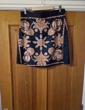 Shein Skirt Size L Navy Gold
