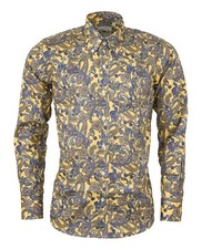 Relco Mustard Paisley 100% Cotton Long Sleeved Retro Mod Button Down Shirt