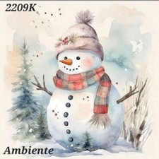 4 x Christmas Table Paper Napkins,Decoupage/Craft/Vintage/ Snowman 