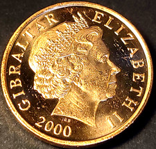 Gibraltar Two Pence Coin 2000 BU - Lighthouse Europa Point 26mm UK EUROPE