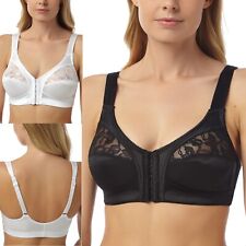 Women's Front Fastening Firm Control Soft Cup Non-Wired Satin Comfy Bra