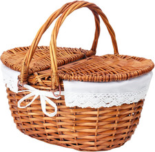 Wicker Picnic Basket with Lid
