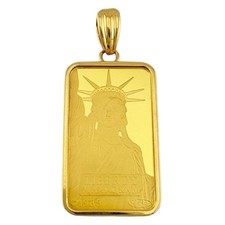 Coin pendant K24 Gold K18 Gold Liberty Ingot 5g Statue of Liberty Suisse used