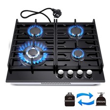 60cm Gas Hob 4 Burners Black
