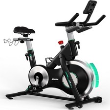 Quiet Magnetic Spin Bike w/ 15kg Flywheel, LCD Monitor, Rack & 400lb Capacity