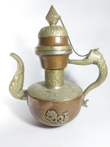 Antique tibetan dragon teapot - antique,