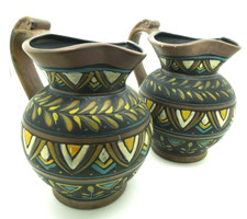 Vintage Pair Retro Brentleigh Ware Jugs 7.5" Tall Art Deco