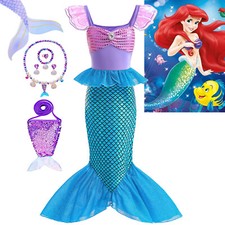 Girls Princess Costume Mermaid Ariel Cosplay Fancy Dress up Kids Birthday Gifts