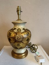 Stunning Ornate Gold & Cream Crackle Effect Table Lamp - Tested And Working