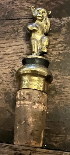 Vintage brass bear bottle - ,