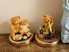 Solid Brass Paperweight Stuart Houghton (S H) x 2 - Teddy Bears -Vintage *RARE* 