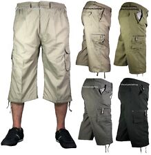 Mens 3/4 Summer Shorts Elasticated Waist Cargo Combat Three Quarter Holiday Pant