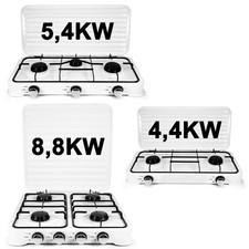 Gas Cooker with Lid 2/3/4 Burner Hob Camping Stove Outdoor White Metal