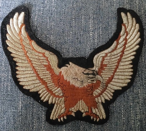 Gold wing eagle biker - gold, patch