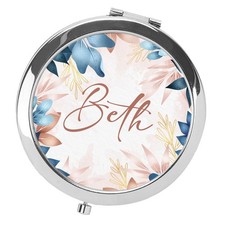 Personalised Compact Mirror – Custom Name Floral  Pocket Handbag Mirror Gift 6