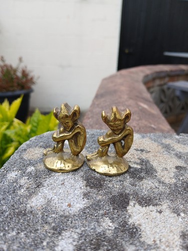 Two vintage brass imp pixie - vintage,