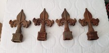 4 CAST IRON FINIAL Fleur De Lis Architectural Fence Post Topper