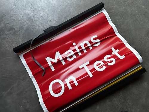 Mains test safety - mains, on