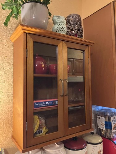 Glass door wall cabinet with - door,