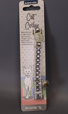 Ancol Cat Reflective & Elasticated Collar Silver Shiny Hearts 673690