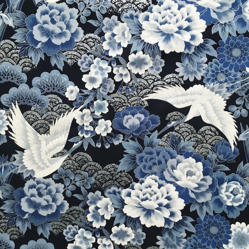 Japanese cranes fabric
