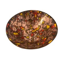 Mid Century Modern Enamel Copper Bowl Orange Yellow