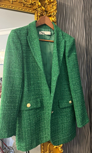 Zara women green - green, tweed